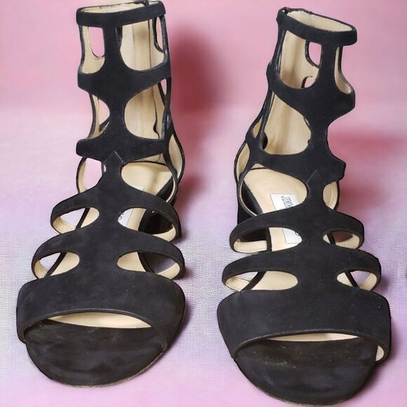 Jimmy Choo Black Parisian Baddie Suede Ren 35 Gladiator - Picture 7 of 13